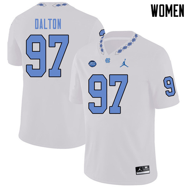 Jordan Brand Women #97 Jalen Dalton North Carolina Tar Heels College Football Jerseys Sale-White